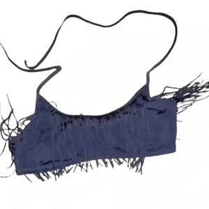 VICTORIA SECRET PINK BANDEAU TOP BIKINI TOP WITH FRINGES AND CRISS CROSS TIE